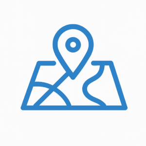 Blue map and location pin icon representing local pool experts in Ocala