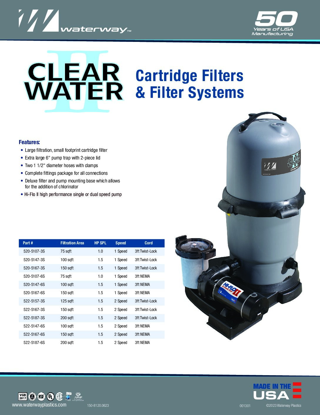 Waterway ClearWater II 100 sq-ft Single Cartridge Filter, Above Ground Residential, w/ 1.5 hp Pump - Image 2